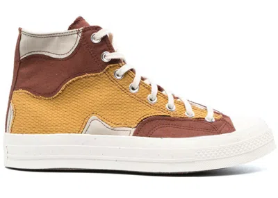 Pre-owned Converse Men's  Chuck Taylor All Star 70 Hi Craft Mix Sneakers In Red Oak/burnt Honey/beech Stone In Multi