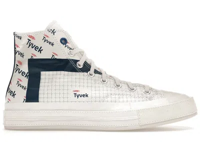 Pre-owned Converse Men's  Chuck Taylor All Star 70 Hi Dupont Tyvek Sneakers In White/princess Blue/fiery Red