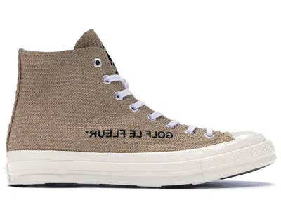 Pre-owned Converse Men's  Chuck Taylor All Star 70 Hi Golf Le Fleur Burlap Sneakers In Curry/egret/black In Multi