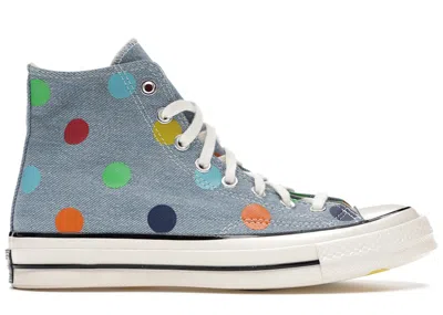 Pre-owned Converse Men's  Chuck Taylor All Star 70 Hi Golf Wang Denim Polka Dots Sneakers In Blue/egret/black In Multi