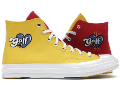 Pre-owned Converse Men's  Chuck Taylor All Star 70 Hi Golf Wang Tripanel Sneakers In Blue/yellow/red In Multi