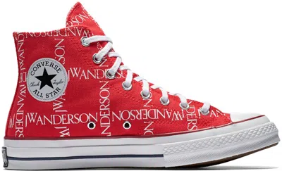 Pre-owned Converse Men's  Chuck Taylor All Star 70 Hi Grid Jw Anderson Sneakers In Red