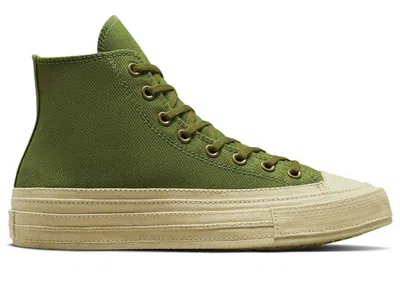 Pre-owned Converse Men's  Chuck Taylor All Star 70 Hi Herringbone Green Sneakers In Grassy/alligator Friend/oat