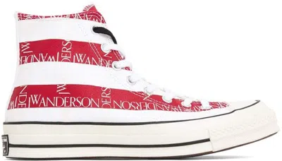 Pre-owned Converse Men's  Chuck Taylor All Star 70 Hi Jw Anderson Split Flag Sneakers In Mood Indigo/garnet