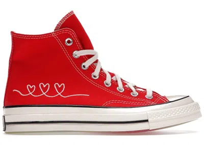 Pre-owned Converse Men's  Chuck Taylor All Star 70 Hi Made With Love Red Sneakers In University Red/egret/black In Multi