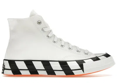 Pre-owned Converse Men's  Chuck Taylor All Star 70 Hi Off Sneakers In White/bold Orange/black