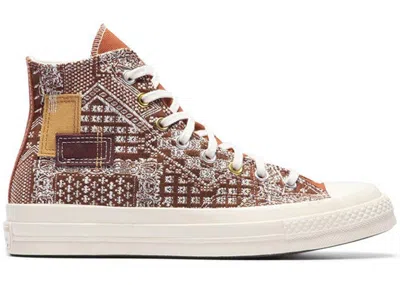 Pre-owned Converse Men's  Chuck Taylor All Star 70 Hi Patchwork Sneakers In Tawny Owl/egret/eternal Earth In Multi