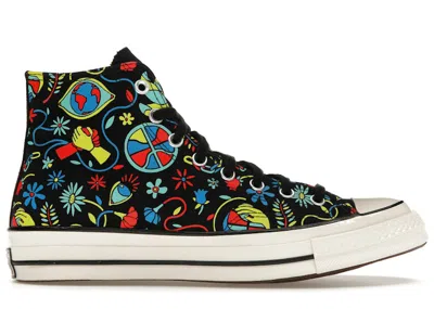 Pre-owned Converse Men's  Chuck Taylor All Star 70 Hi Peace And Unity Sneakers In Black/poppy Glow/lime Twist In Multi