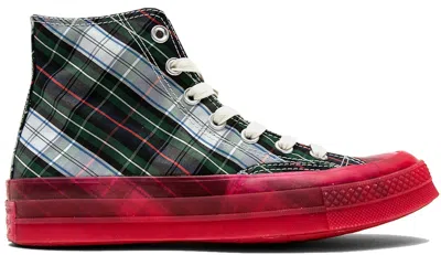 Pre-owned Converse Men's  Chuck Taylor All Star 70 Hi Plaid Translucent Midsole Red Sneakers In Enamel Red/papy