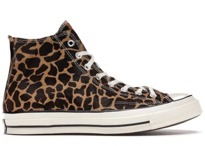 Pre-owned Converse Men's  Chuck Taylor All Star 70 Hi Pony Hair Cheetah Sneakers In Brown/tan/egret