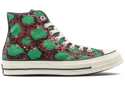 Pre-owned Converse Men's  Chuck Taylor All Star 70 Hi Snake Pattern Sneakers In Red/green/egret