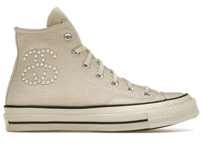 Pre-owned Converse Men's  Chuck Taylor All Star 70 Hi Stussy Pearl Sneakers In Fossil/natural Ivory/black