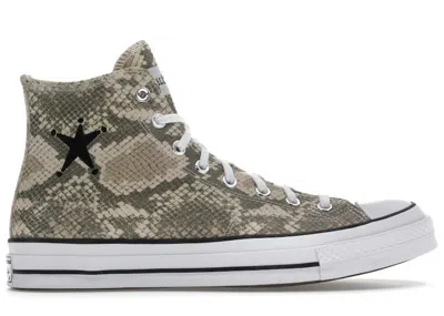 Pre-owned Converse Men's  Chuck Taylor All Star 70 Hi Stussy Snakeskin Sneakers In Grey/black/egret