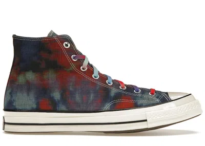 Pre-owned Converse Men's  Chuck Taylor All Star 70 Hi Tie Dye Plaid Sneakers In Mint/cactus Flower/dewberry In Multi