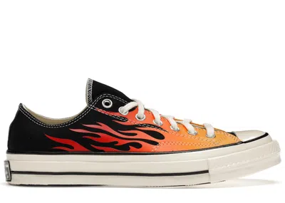 Pre-owned Converse Men's  Chuck Taylor All Star 70 Ox Archival Flame Print Sneakers In Black/enamel Red/egret