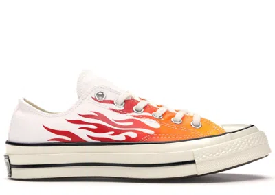 Pre-owned Converse Men's  Chuck Taylor All Star 70 Ox Archive Print Flames Sneakers In White/enamel Red/bold Ma In Multi