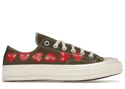 Pre-owned Converse Men's  Chuck Taylor All Star 70 Ox Comme Des Garcons Heart Sneakers In Green