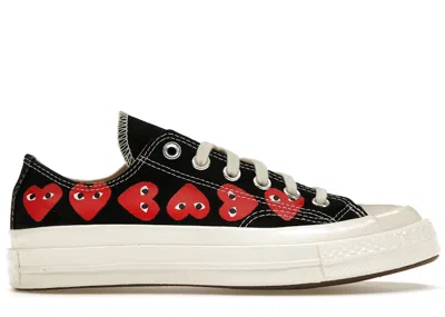 Pre-owned Converse Men's  Chuck Taylor All Star 70 Ox Comme Des Garcons Play Heart Sneakers In Black/red/egret