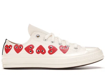 Pre-owned Converse Men's  Chuck Taylor All Star 70 Ox Comme Des Garcons Play Heart Sneakers In White/red/egret In Multi