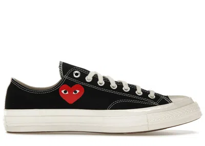 Pre-owned Converse Men's  Chuck Taylor All Star 70 Ox Comme Des Garcons Play Single Heart Sneakers In Black/red