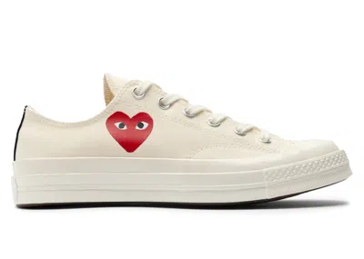 Pre-owned Converse Men's  Chuck Taylor All Star 70 Ox Comme Des Garcons Play Single Heart Sneakers In Milk/red/