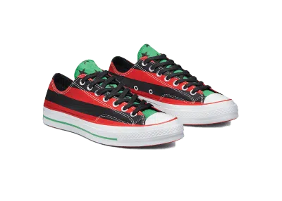 Pre-owned Converse Men's  Chuck Taylor All Star 70 Ox Denim Tears Black Sneakers In Black Beauty/fiery Red
