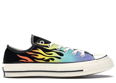 Pre-owned Converse Men's  Chuck Taylor All Star 70 Ox Flaming Archive Print Sneakers In Black/turf Orange/egret In Multi