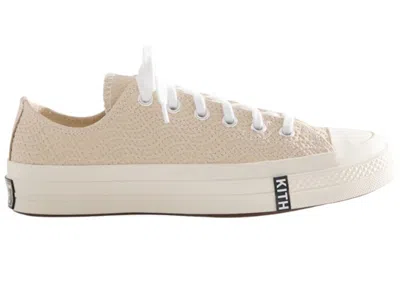 Pre-owned Converse Men's  Chuck Taylor All Star 70 Ox Kith Monogram Beige Sneakers In Egret White/black Wave