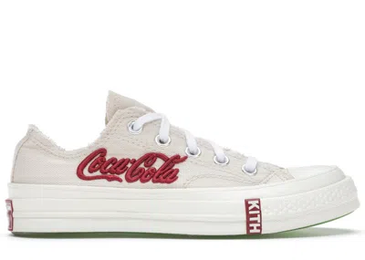 Pre-owned Converse Men's  Chuck Taylor All Star 70 Ox Kith X Coca Cola White Sneakers In Parchment/red In Multi