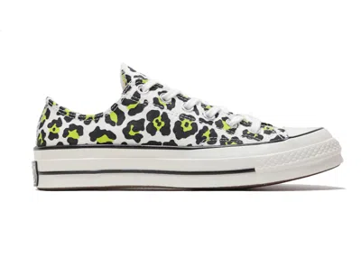 Pre-owned Converse Men's  Chuck Taylor All Star 70 Ox Leopard White Sneakers In Egret/black/bold Lime In Multi