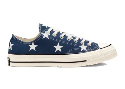 Pre-owned Converse Men's  Chuck Taylor All Star 70 Ox Stars Sneakers In Navy Blue/white/egret