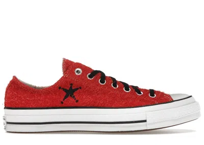 Pre-owned Converse Men's  Chuck Taylor All Star 70 Ox Stussy Sneakers In Poppy Red/egret/black