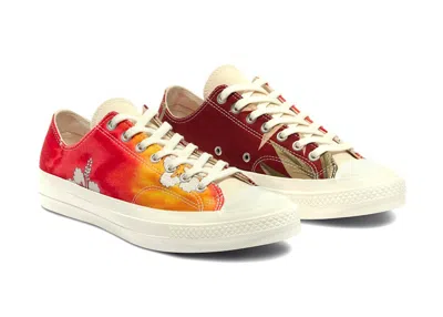 Pre-owned Converse Men's  Chuck Taylor All Star 70 Ox Tropical Shirt Sneakers In Orange/dark Red/egret