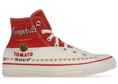 Pre-owned Converse Men's  Chuck Taylor All Star Ct Hi Casino Andy Warhol Campbell's Soup Sneakers In Red/white In Multi