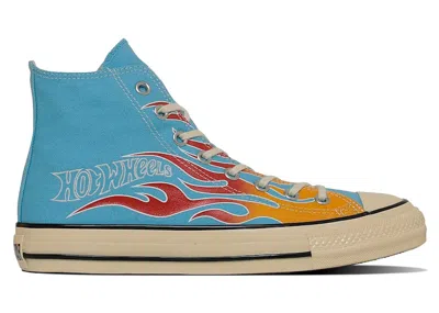 Pre-owned Converse Men's  Chuck Taylor All Star Hi Aged Hot Wheels Flames Sneakers In Sky Blue