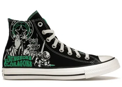 Pre-owned Converse Men's  Chuck Taylor All Star Hi Dungeons & Dragons Sneakers In Black/green/white