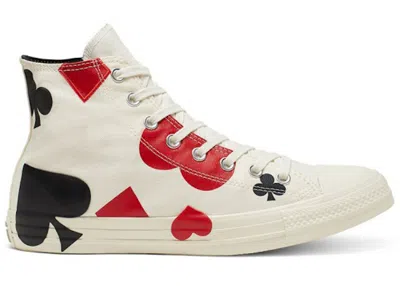 Pre-owned Converse Men's  Chuck Taylor All Star Hi Queen Of Hearts Sneakers In Egret/black/enamel In Multi