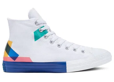 Pre-owned Converse Men's  Chuck Taylor All Star Hi Space Racer Sneakers In White/blue/enamel Red In Multi