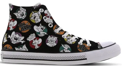 Pre-owned Converse Men's  Chuck Taylor All Star Hi Tom And Jerry Sneakers In Blackwhite In Multi