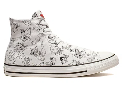 Pre-owned Converse Men's  Chuck Taylor All Star Hi Tom And Jerry Sneakers In Whitered
