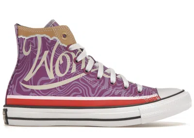 Pre-owned Converse Men's  Chuck Taylor All Star Hi Willy Wonka Swirl Sneakers In Pixel Purple/white/black