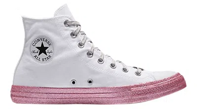 Pre-owned Converse Men's  Chuck Taylor All Star High Miley Cyrus Pink Sneakers In White