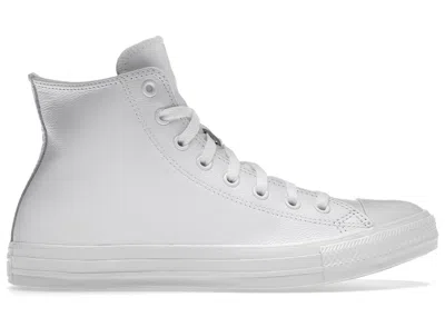 Pre-owned Converse Men's  Chuck Taylor All Star Leather Hi Sneakers In White Monochrome