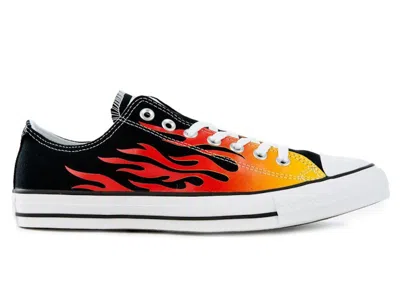 Pre-owned Converse Men's  Chuck Taylor All Star Ox Flames Sneakers In Black/red/orange In Multi