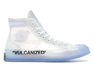 Pre-owned Converse Men's  Chuck Taylor All Star Vulcanized Hi Off Sneakers In White/cone/ice Blue