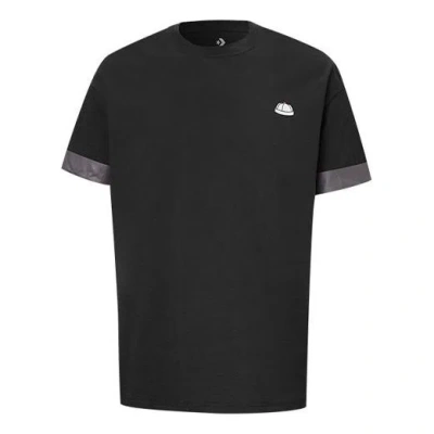 Converse Men's  City Short Sleeve Tee Cuff Contrasting Colors Sports Round Neck Black