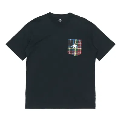 Converse Men's  Classic Round Neck Sports Short Sleeve Black In Blue