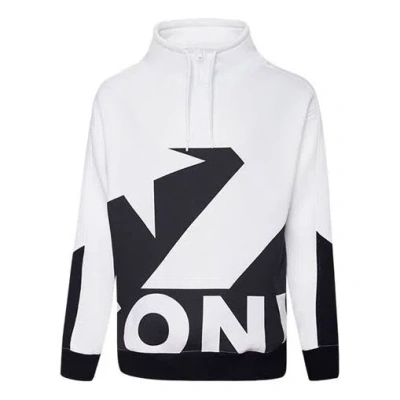 Converse Men's  Contrasting Colors Logo Stand Collar Sports Pullover White
