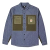 Converse Men's  Flowers Small Logo Retro Splicing Contrasting Colors Woven Shirt Jacket Blue