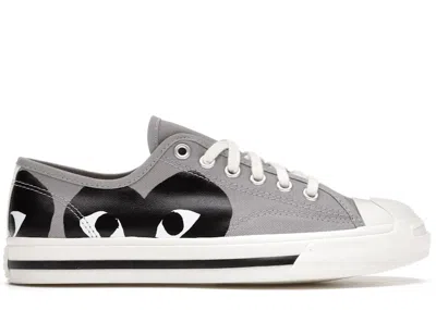 Pre-owned Converse Men's  Jack Purcell Comme Des Garcons Play Grey Sneakers In Drizzle/egret/black In Multi